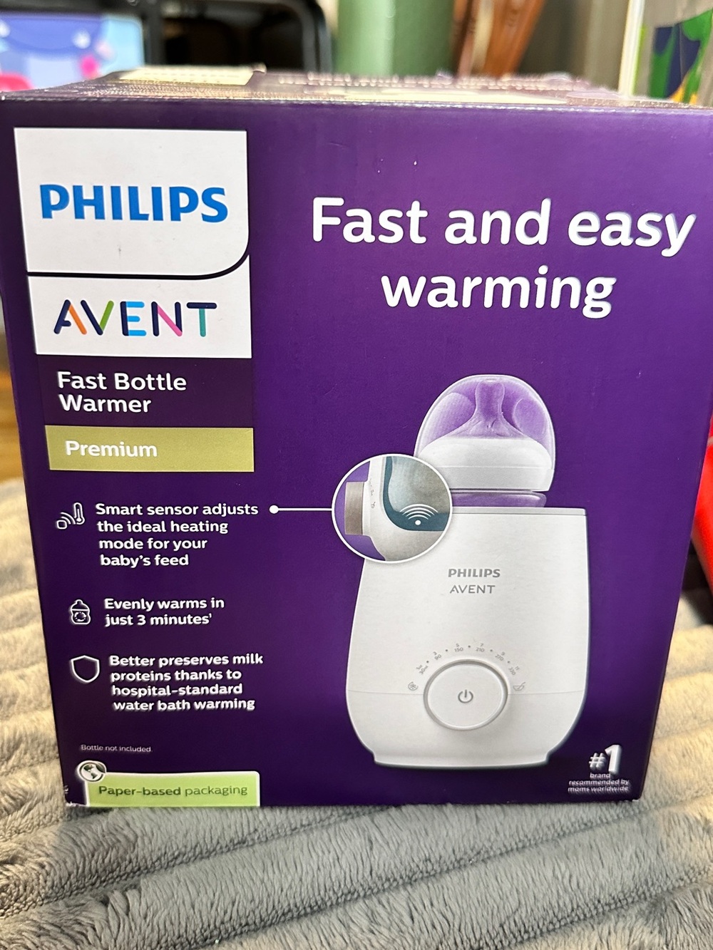 Philips Avent Fast Bottle Warmer — White and Purple Box